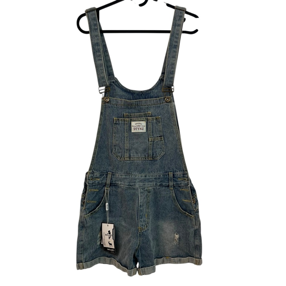 2/$15 NWT Bojin Denim Short Overalls distressed